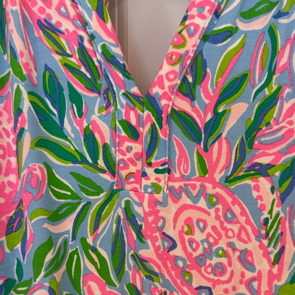 Lilly Pulitzer Vibrant Floral Tiered dress with shorts  in Blue and Pink XXS - Picture 5 of 7